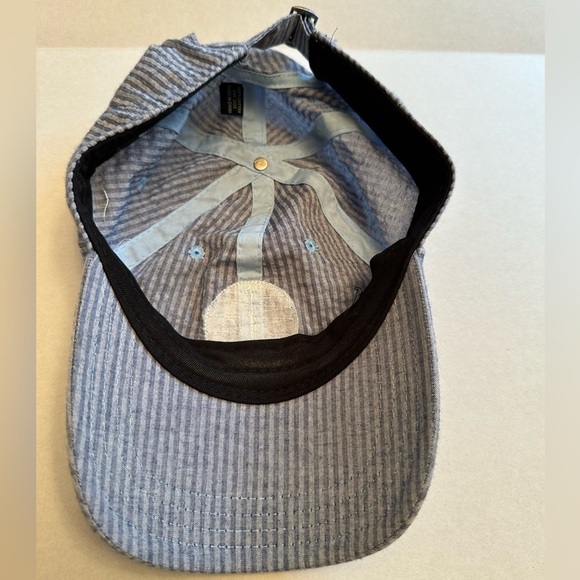 Lacrosse Unlimited Striped Hat Whale Logo Front Blue White Adjustable Back - Picture 5 of 6